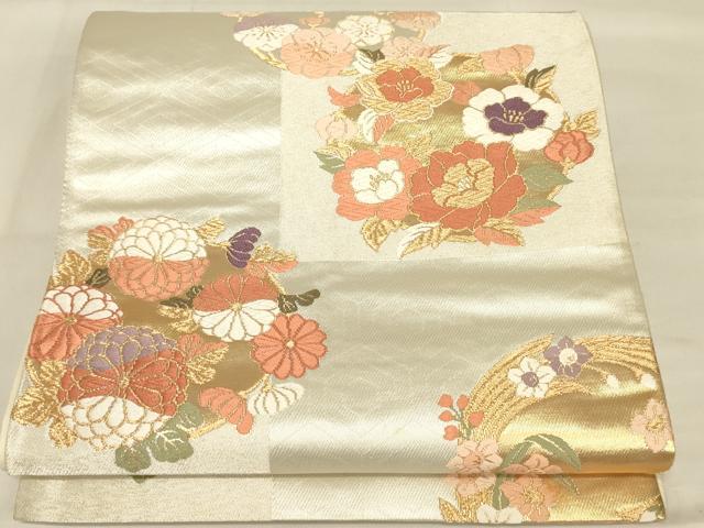 平和屋着物◎六通柄袋帯 唐織 草花文 金糸 正絹 逸品 AAAZ8049cs