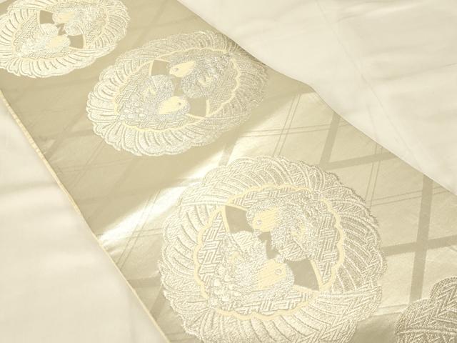平和屋着物◎六通柄袋帯 唐織 双鳥文 銀糸 正絹 逸品 AAAZ8076cs