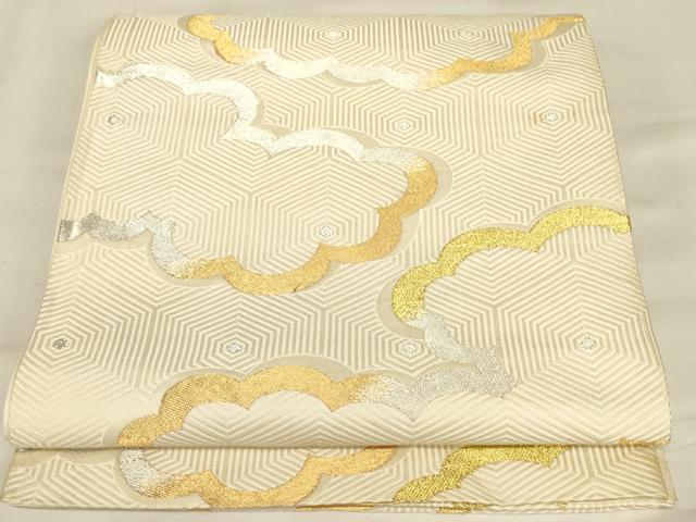 平和屋着物◎六通柄袋帯　霞文　金銀糸　正絹　逸品　AAAZ8078cs