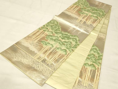 平和屋着物◎六通柄袋帯 樹林文 金銀糸 正絹 逸品 AAAZ8079cs