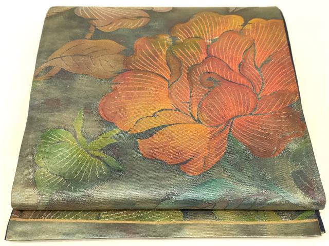 平和屋着物◎六通柄袋帯 草花文 正絹 逸品 AAAZ8080cs