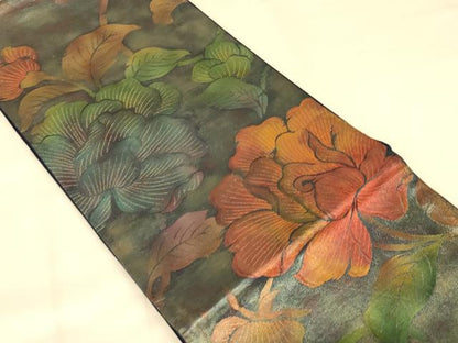平和屋着物◎六通柄袋帯 草花文 正絹 逸品 AAAZ8080cs