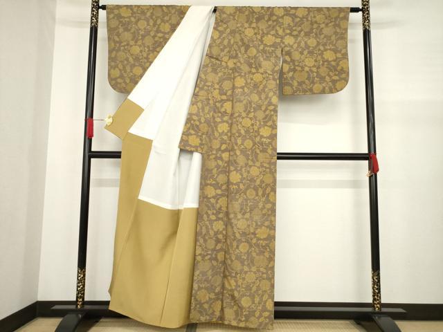 平和屋着物●上質な紬 花唐草文 正絹 逸品 AAAZ8089ck