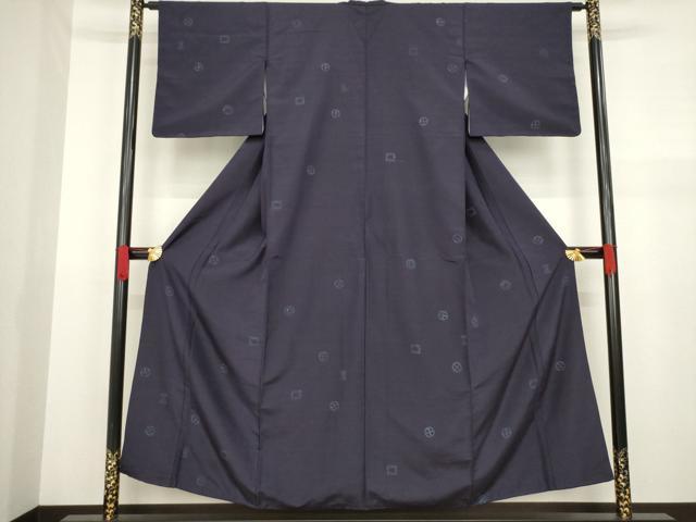 平和屋着物●上質な小紋　紬地　器物文　正絹　逸品　AAAZ8091ck