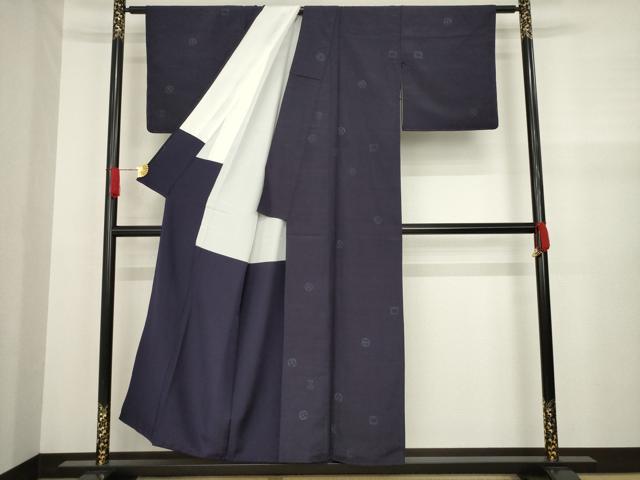 平和屋着物●上質な小紋　紬地　器物文　正絹　逸品　AAAZ8091ck