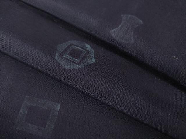 平和屋着物●上質な小紋　紬地　器物文　正絹　逸品　AAAZ8091ck