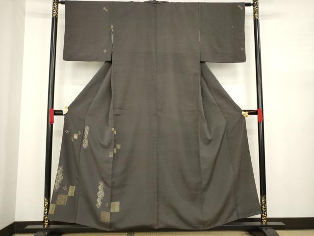 平和屋着物●訪問着 菱繋ぎ花文 金銀彩 銀糸 ますいわ屋扱い 正絹 逸品 AAAZ8096ck
