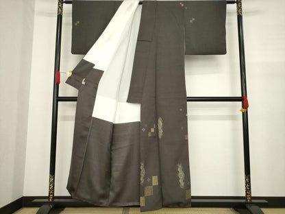 平和屋着物●訪問着 菱繋ぎ花文 金銀彩 銀糸 ますいわ屋扱い 正絹 逸品 AAAZ8096ck