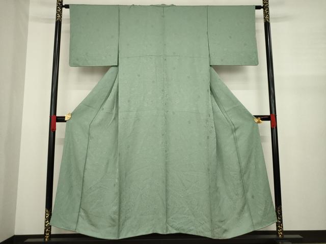 平和屋着物●上質な色無地 舞花地紋 青白橡色 正絹 逸品 AAAZ8101ck