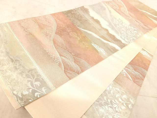 平和屋着物◎西陣 六通柄袋帯 立波唐草文 金銀糸 正絹 逸品 AAAZ8162yx