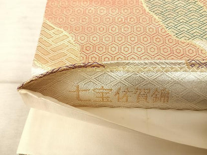 平和屋着物◎六通柄袋帯　七宝佐賀錦　二重箔織　道長吉祥文　正絹　逸品　AAAZ8167yx