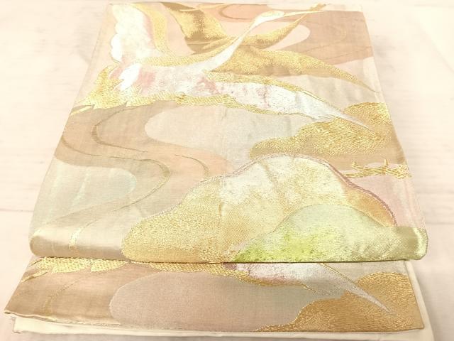 平和屋着物◎六通柄袋帯　飛鶴松文　金銀糸　正絹　逸品　AAAZ8171yx