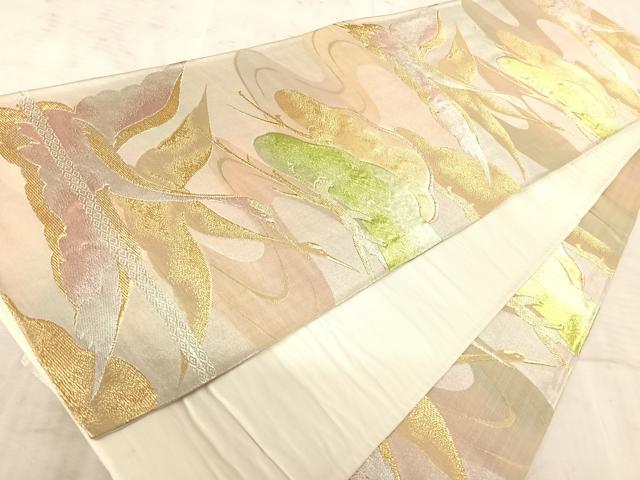 平和屋着物◎六通柄袋帯　飛鶴松文　金銀糸　正絹　逸品　AAAZ8171yx