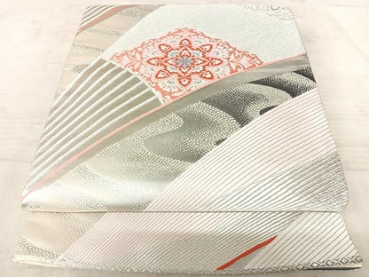 平和屋着物◎六通柄袋帯　北野華文　銀糸　正絹　逸品　AAAZ8173yx