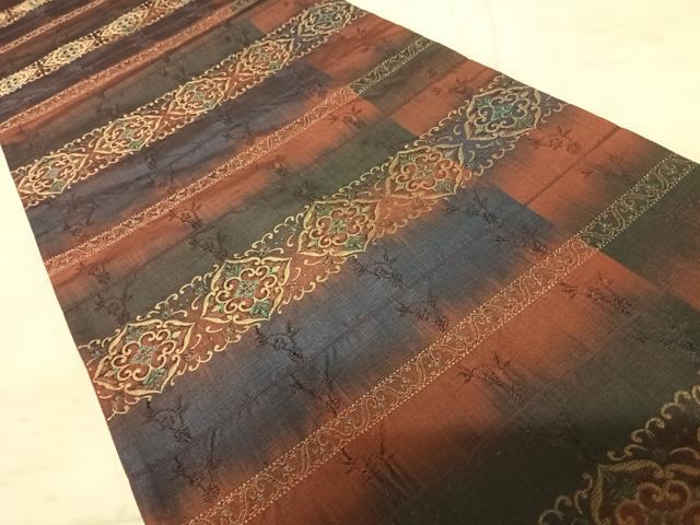 平和屋着物◎全通柄袋帯　横段花文　金糸　正絹　逸品　AAAZ8187yx