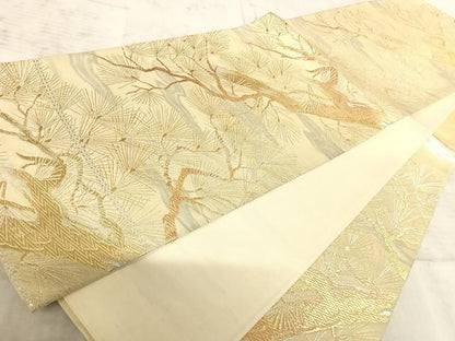 平和屋着物◎六通柄袋帯　松文　金銀糸　正絹　逸品　AAAZ8188yx