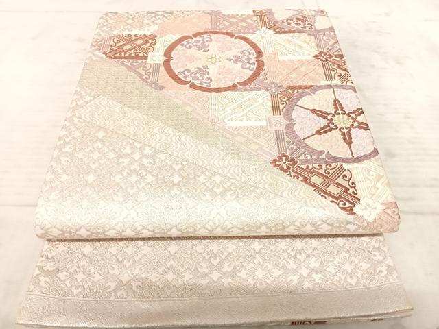 平和屋着物◎太鼓柄袋帯 唐織 吉祥花文 金銀糸 正絹 逸品 AAAZ8193yx