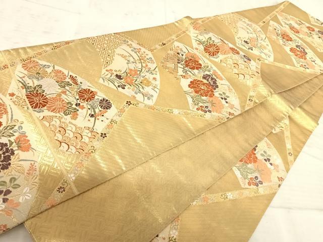 平和屋着物◎佐賀錦　六通柄袋帯　唐織　地紙花文　金糸　正絹　逸品　AAAZ8195yx
