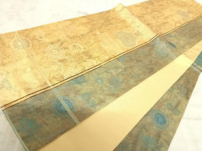 平和屋着物◎六通柄袋帯　更紗花文　正絹　逸品　AAAZ8201yx