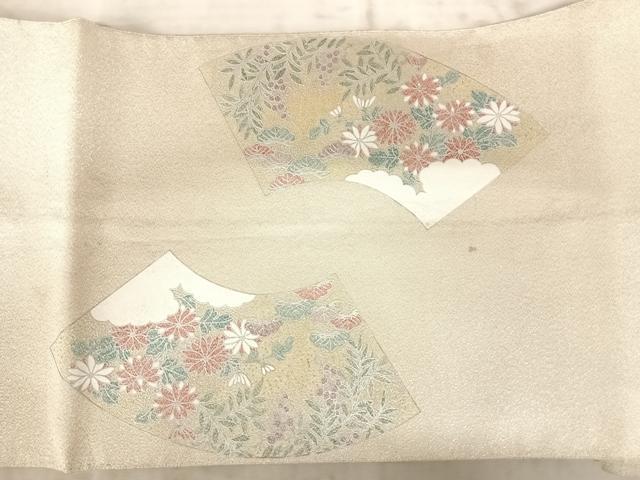 平和屋着物◎綴れ　太鼓柄袋帯　地紙花文　銀糸　正絹　逸品　AAAZ8205yx