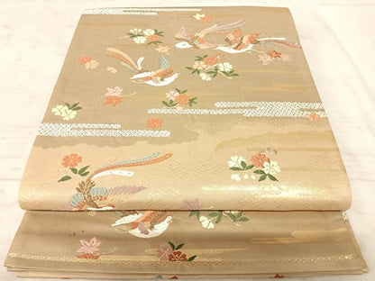 平和屋着物◎六通柄袋帯 唐織 鳳凰花文 金糸 正絹 逸品 AAAZ8216yx