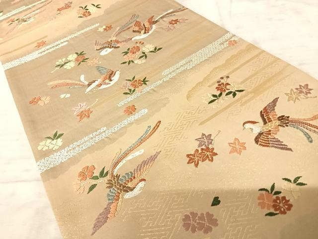 平和屋着物◎六通柄袋帯 唐織 鳳凰花文 金糸 正絹 逸品 AAAZ8216yx