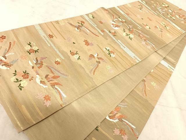 平和屋着物◎六通柄袋帯 唐織 鳳凰花文 金糸 正絹 逸品 AAAZ8216yx