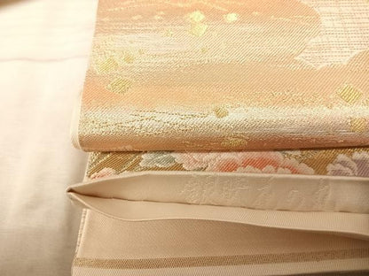平和屋着物◎六通柄袋帯 洛匠 銀映花の丸 銀糸 正絹 逸品 AAAZ8222yx