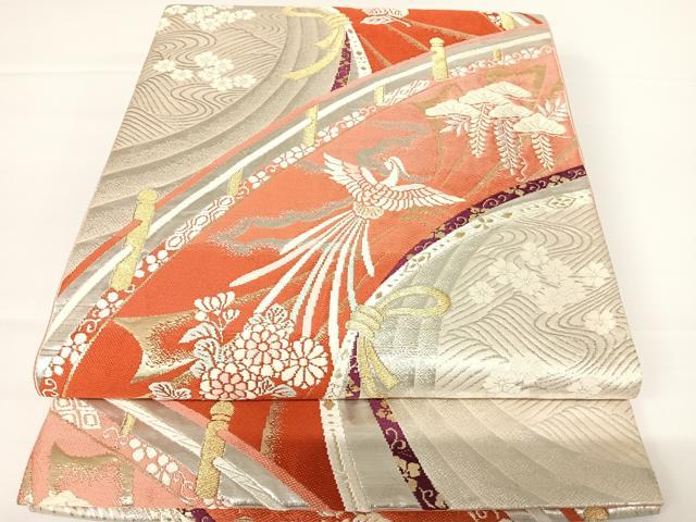 平和屋着物◎六通柄袋帯　唐織　尾長鳥花文　金銀糸　正絹　逸品　AAAZ8223yx