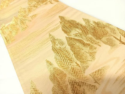 平和屋着物◎六通柄袋帯　樹林文　金糸　正絹　逸品　AAAZ8225yx