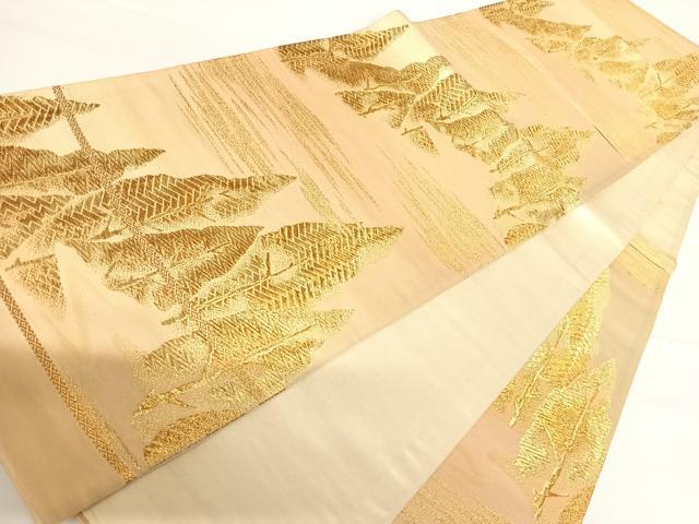 平和屋着物◎六通柄袋帯　樹林文　金糸　正絹　逸品　AAAZ8225yx