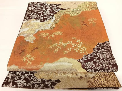 平和屋着物◎六通柄袋帯 はく錦 道長更紗花文 金糸 正絹 逸品 AAAZ8227yx