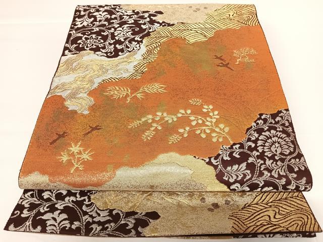 平和屋着物◎六通柄袋帯 はく錦 道長更紗花文 金糸 正絹 逸品 AAAZ8227yx