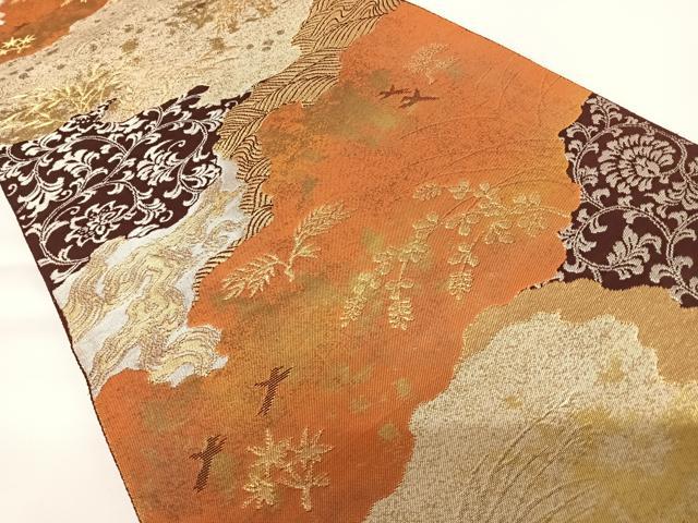 平和屋着物◎六通柄袋帯 はく錦 道長更紗花文 金糸 正絹 逸品 AAAZ8227yx