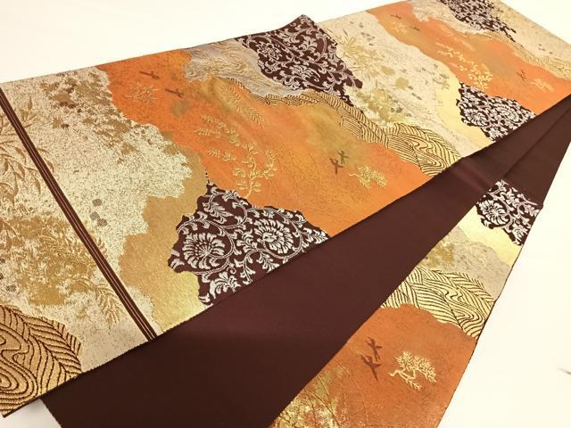 平和屋着物◎六通柄袋帯 はく錦 道長更紗花文 金糸 正絹 逸品 AAAZ8227yx