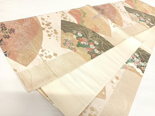 平和屋着物◎六通柄袋帯　唐織　地紙草花文　金糸　正絹　逸品　AAAZ8250yx