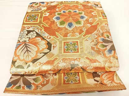 平和屋着物◎佐賀錦　六通柄袋帯　蜀甲華紋　金糸　正絹　逸品　AAAZ8252yx