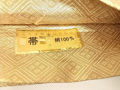 平和屋着物◎佐賀錦　六通柄袋帯　コプト花文　金糸　正絹　逸品　AAAZ8253yx