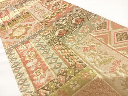 平和屋着物◎佐賀錦　六通柄袋帯　コプト花文　金糸　正絹　逸品　AAAZ8253yx