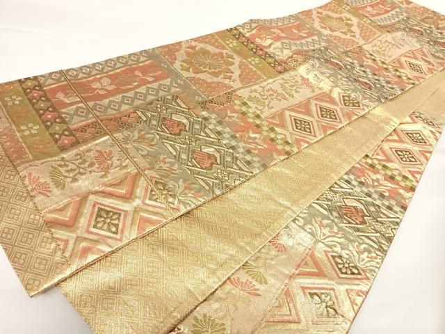 平和屋着物◎佐賀錦　六通柄袋帯　コプト花文　金糸　正絹　逸品　AAAZ8253yx