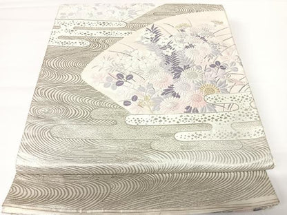平和屋着物◎六通柄袋帯　煌曜鶴寿文　プラチナ箔　正絹　逸品　AAAZ8258yx