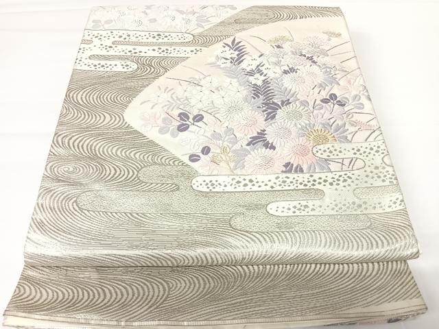 平和屋着物◎六通柄袋帯　煌曜鶴寿文　プラチナ箔　正絹　逸品　AAAZ8258yx