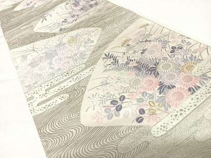 平和屋着物◎六通柄袋帯　煌曜鶴寿文　プラチナ箔　正絹　逸品　AAAZ8258yx