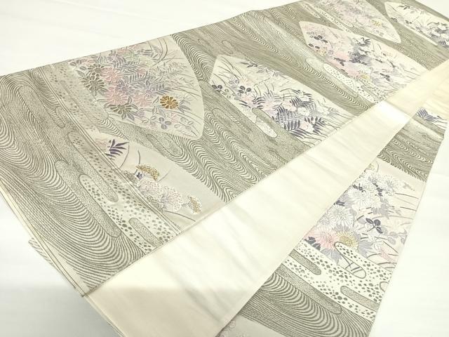 平和屋着物◎六通柄袋帯　煌曜鶴寿文　プラチナ箔　正絹　逸品　AAAZ8258yx