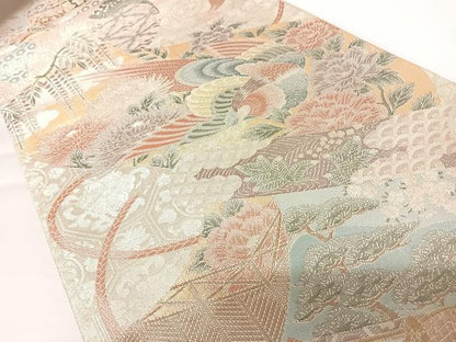 平和屋着物◎900織特選佐賀錦　六通柄袋帯　花鳥文　乱菊　金銀糸　正絹　逸品　AAAZ8264yx