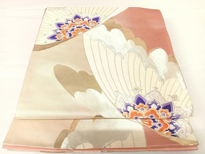 平和屋着物◎六通柄袋帯　唐織　舞蝶花文　金銀糸　正絹　逸品　AAAZ8269yx