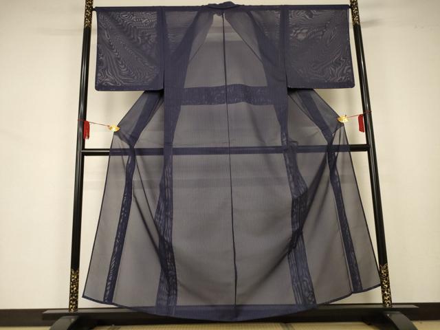 平和屋着物＊夏物 男性 江戸小紋 紗 間道 東京染め 反端付き 正絹 逸品 未使用 AAAZ8478jd