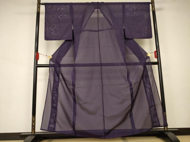 平和屋着物＊夏物 色無地 絽 深紫色 洗える着物 未使用 AAAZ8517jd