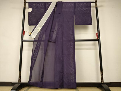 平和屋着物＊夏物 色無地 絽 深紫色 洗える着物 未使用 AAAZ8517jd