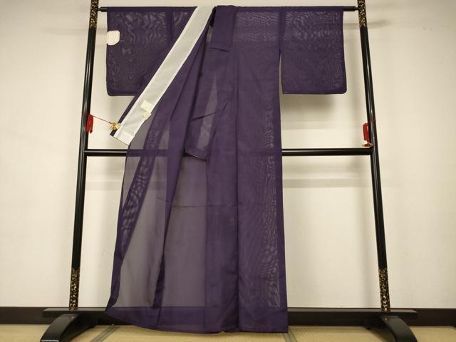 平和屋着物＊夏物 色無地 絽 深紫色 洗える着物 未使用 AAAZ8517jd